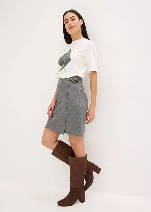 Maglia a mezze maniche con paillettes e stampa, bonprix