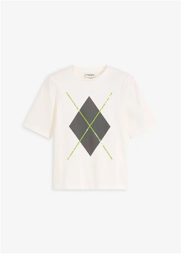 Maglia a mezze maniche con paillettes e stampa, bonprix