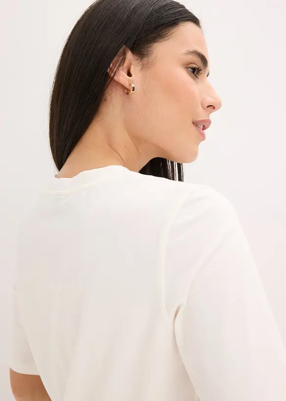 Maglia a mezze maniche con paillettes e stampa, bonprix