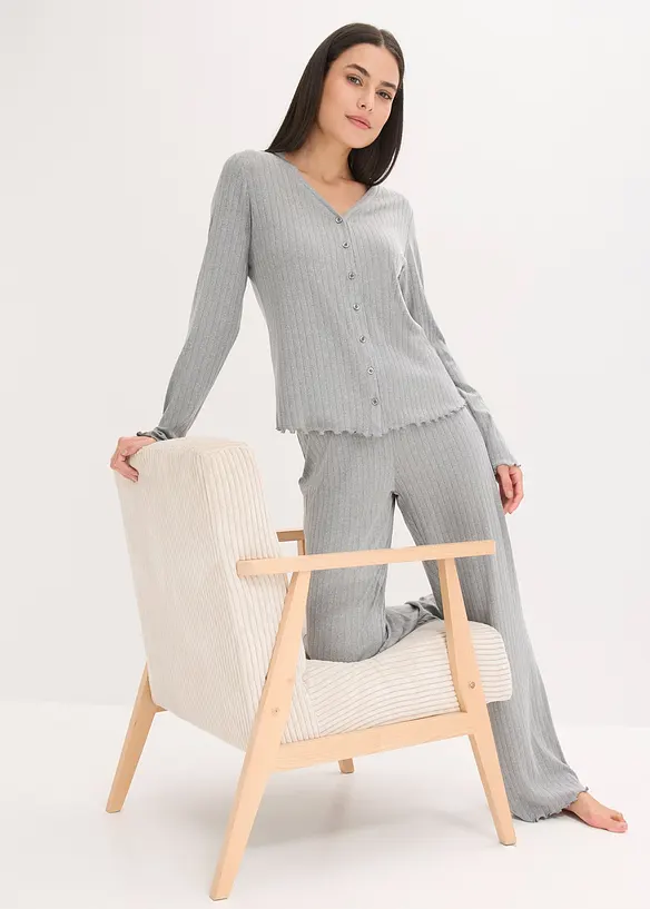 Tuta da casa loungewear in jersey pointelle morbido, bonprix