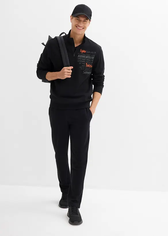 Felpa in puro cotone con colletto alto zippato, bonprix