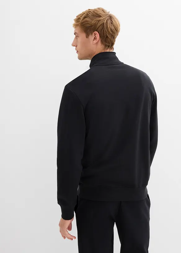 Felpa in puro cotone con colletto alto zippato, bonprix