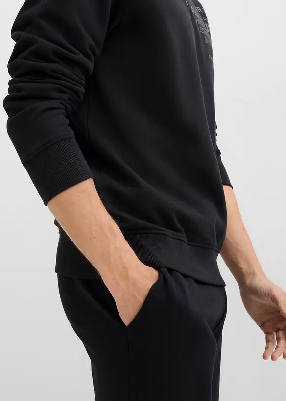 Felpa in puro cotone con colletto alto zippato, bonprix