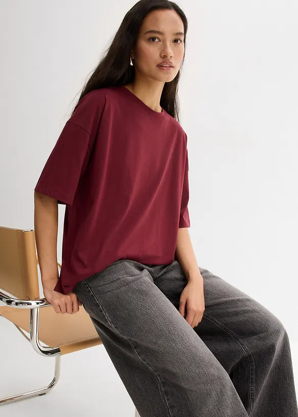 T-shirt ampia in misto cotone, bonprix