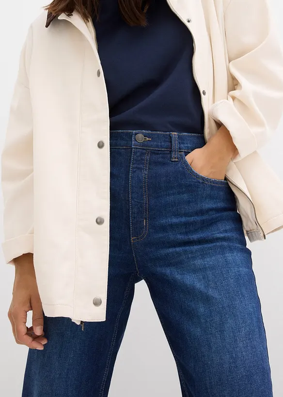 Mom jeans cropped, vita alta, bonprix