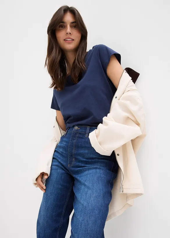 Mom jeans cropped, vita alta, bonprix