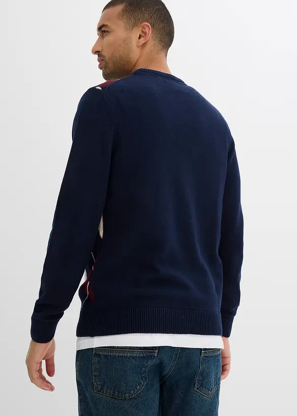 Maglione in puro cotone con motivo a losanghe, bonprix