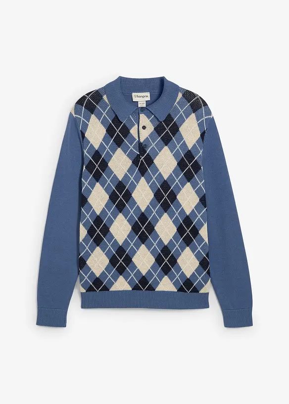 Maglione in puro cotone con motivo a losanghe, bonprix