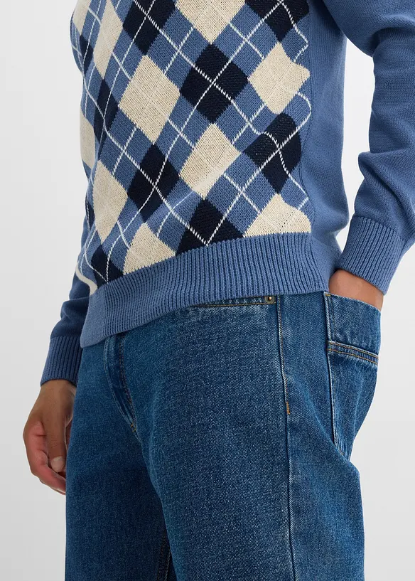 Maglione in puro cotone con motivo a losanghe, bonprix