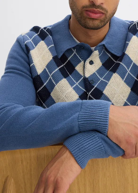 Maglione in puro cotone con motivo a losanghe, bonprix