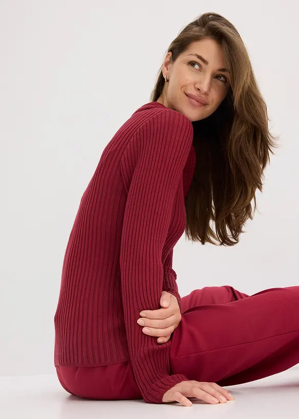 Maglia in filato fine con colletto raffinato, bonprix