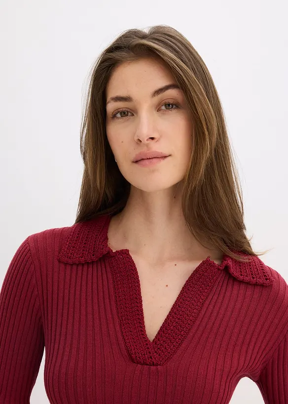 Maglia in filato fine con colletto raffinato, bonprix