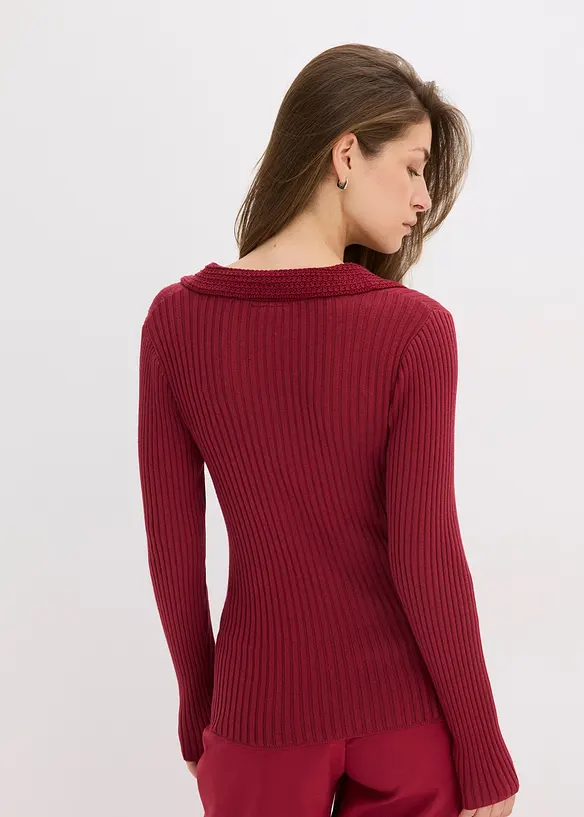 Maglia in filato fine con colletto raffinato, bonprix