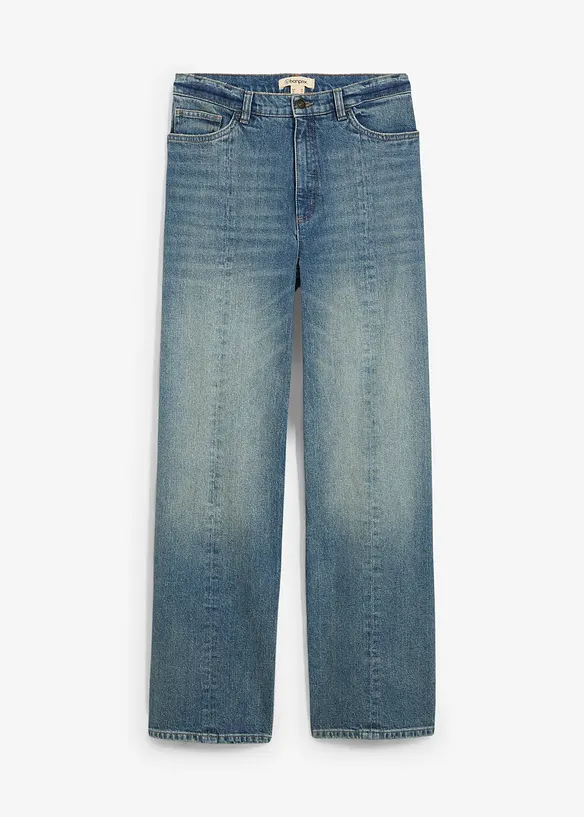 Jeans dal taglio dritto e morbido leggermente elasticizzati, vita alta, bonprix