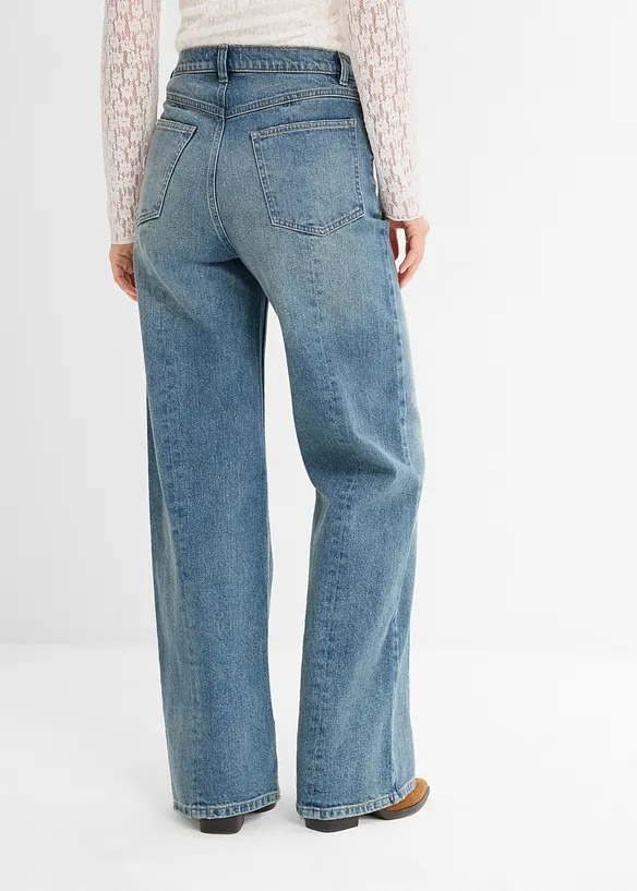 Jeans dal taglio dritto e morbido leggermente elasticizzati, vita alta, bonprix