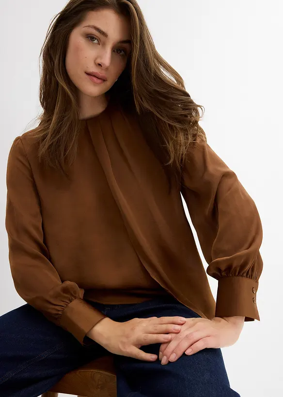 Blusa in satin fluente, bonprix