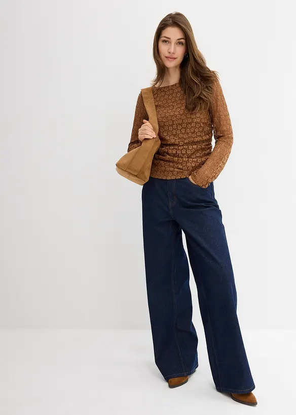 Maglia a maniche lunghe in pizzo, bonprix