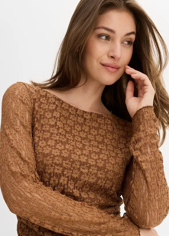 Maglia a maniche lunghe in pizzo, bonprix