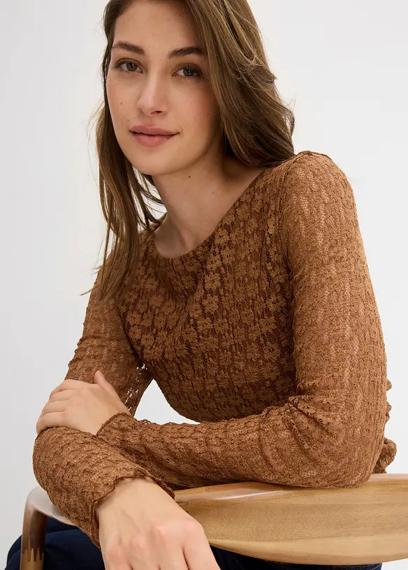 Maglia a maniche lunghe in pizzo, bonprix