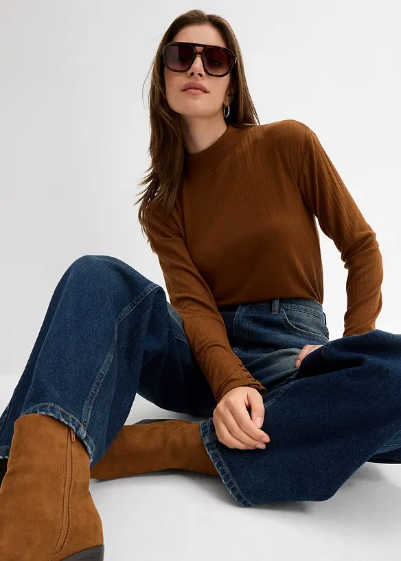 Jeans wide leg, vita alta, bonprix