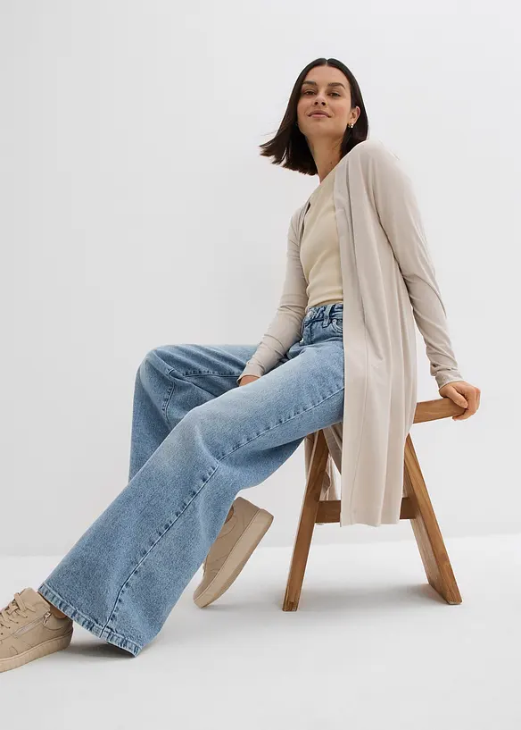 Cardigan lungo in jersey di viscosa morbida, bonprix