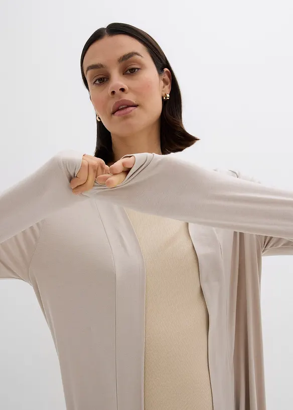 Cardigan lungo in jersey di viscosa morbida, bonprix
