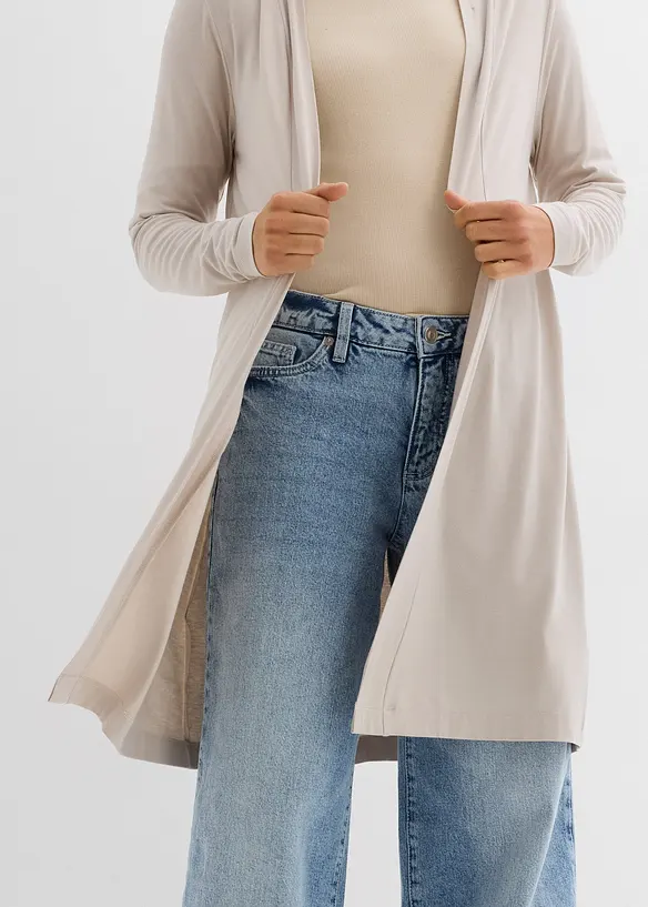 Cardigan lungo in jersey di viscosa morbida, bonprix