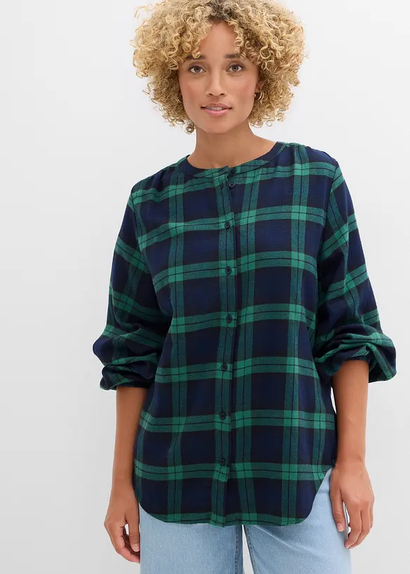 Blusa in flanella di puro cotone, bonprix