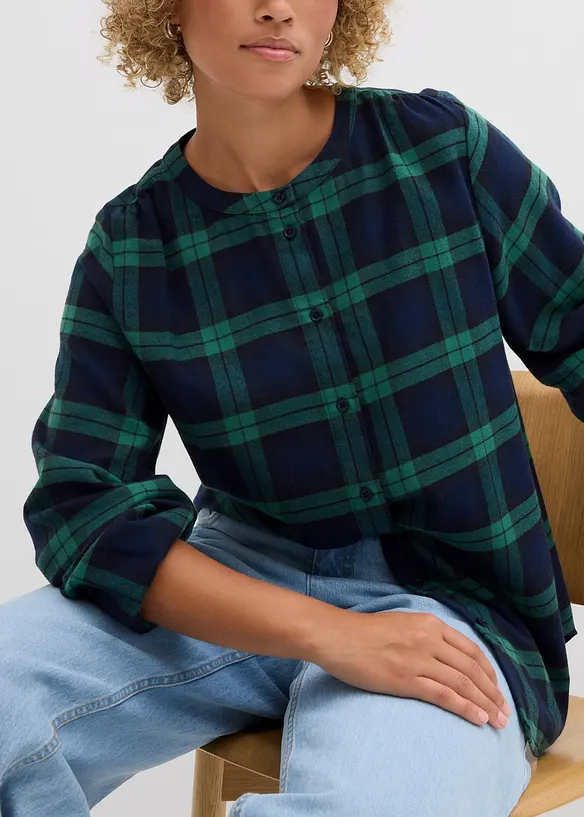 Blusa in flanella di puro cotone, bonprix