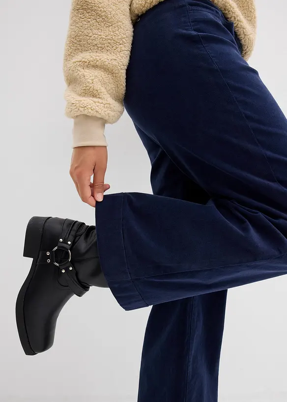 Pantaloni larghi in velluto a coste elasticizzato, vita alta, bonprix