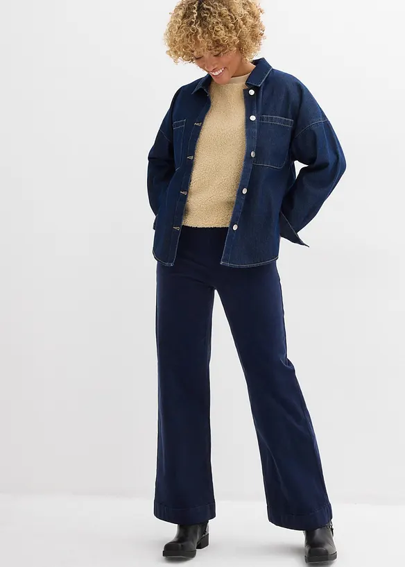 Pantaloni larghi in velluto a coste elasticizzato, vita alta, bonprix