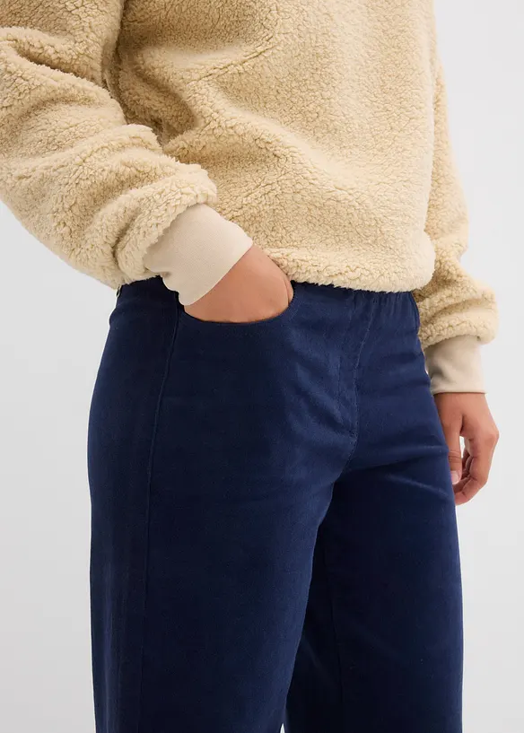 Pantaloni larghi in velluto a coste elasticizzato, vita alta, bonprix
