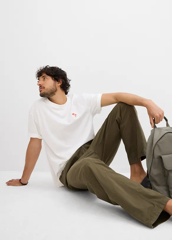Pantaloni classic fit con elastico in vita in cotone leggero, straight, bonprix