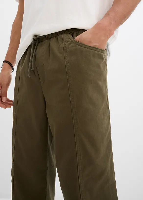 Pantaloni classic fit con elastico in vita in cotone leggero, straight, bonprix