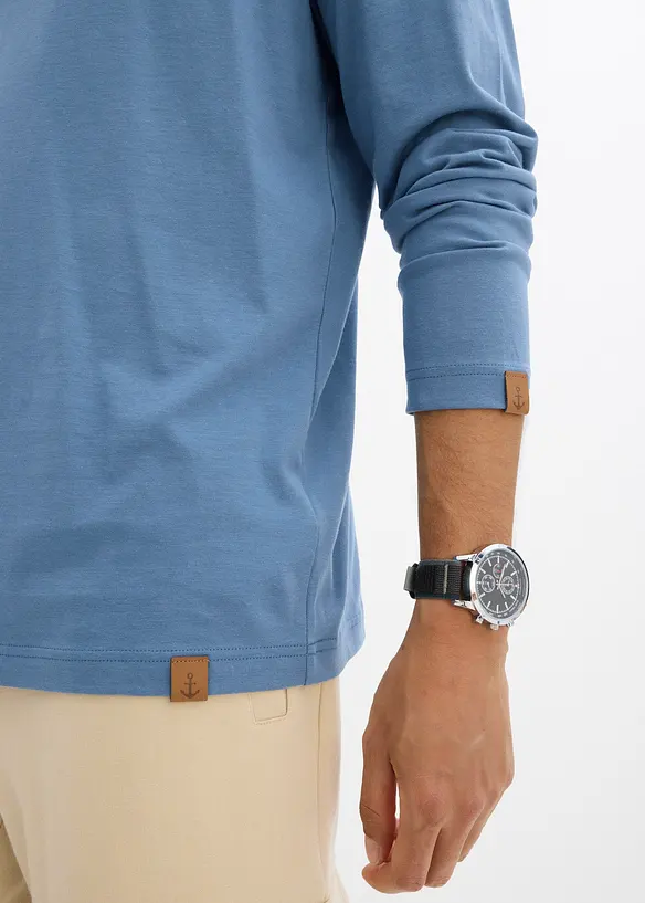 Maglia serafino a maniche lunghe (pacco da 2) in puro cotone biologico, bonprix