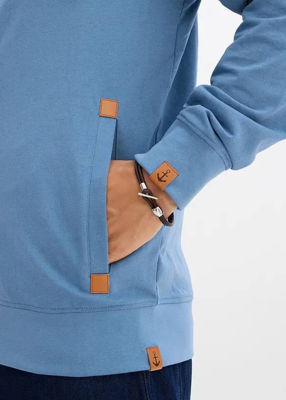 Felpa con zip e cappuccio con poliestere riciclato, bonprix