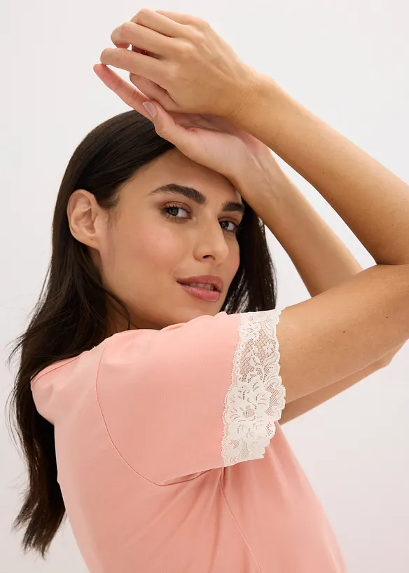 Camicia da notte corta con pizzo delicato, bonprix