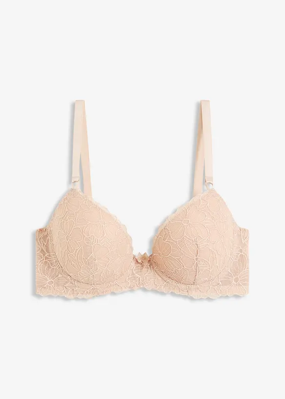 Reggiseno con coppe preformate e ricami floreali, bonprix