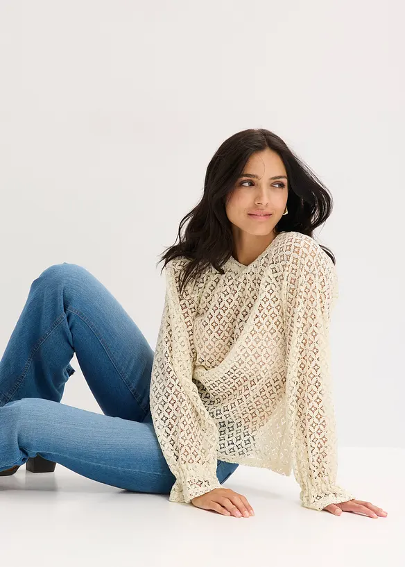 Maglia in pizzo di misto cotone, bonprix