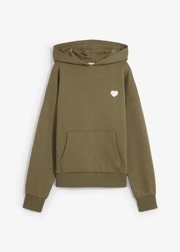 Felpa oversize con cappuccio in misto cotone morbido, bonprix