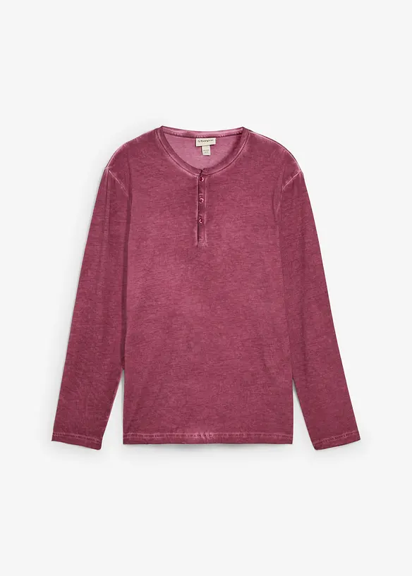 Maglia serafino a maniche lunghe in look lavato in puro cotone biologico, bonprix