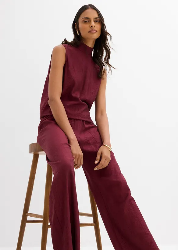 Pantaloni con elastico in vita in misto viscosa operato, bonprix