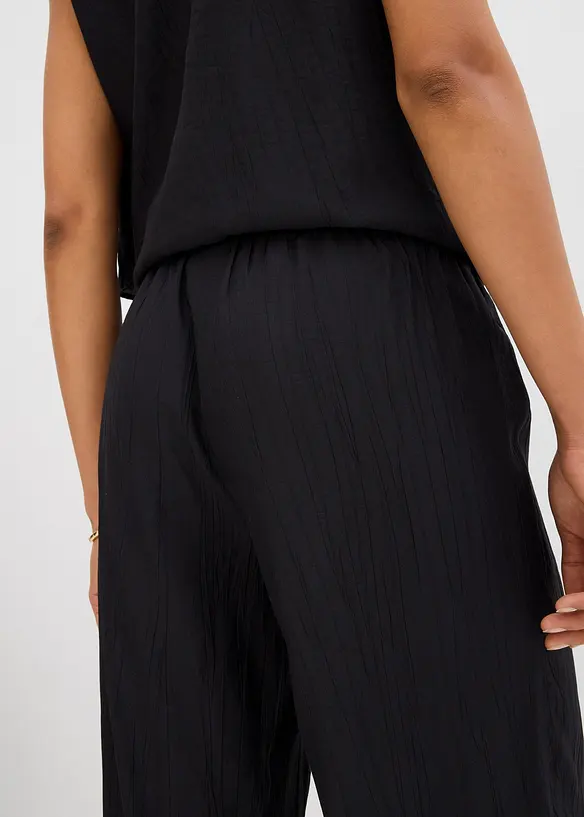 Pantaloni con elastico in vita in misto viscosa operato, bonprix