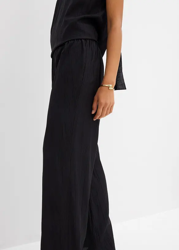 Pantaloni con elastico in vita in misto viscosa operato, bonprix
