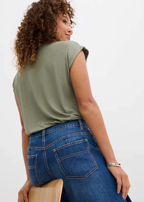 Jeans wide leg, vita media, bonprix