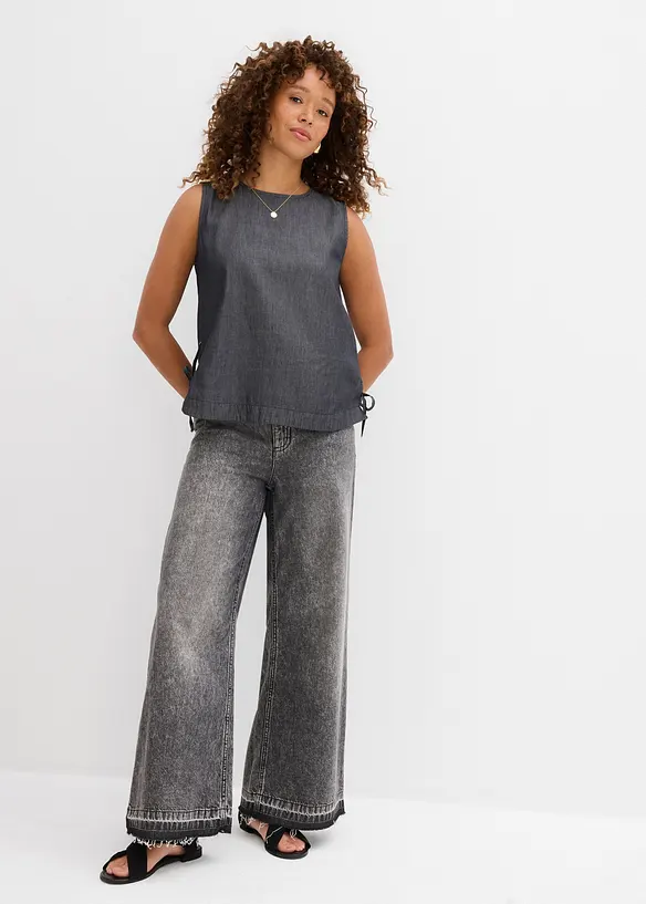 Jeans cropped wide leg, vita alta, bonprix