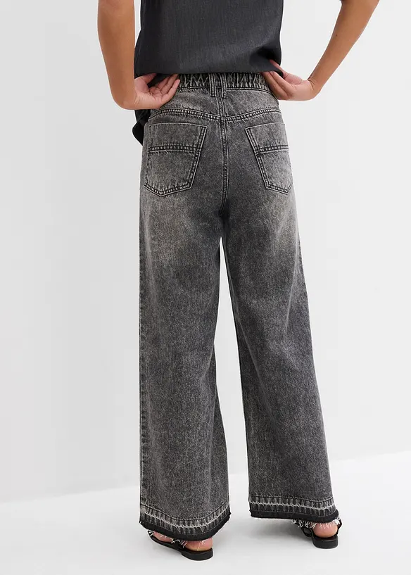 Jeans cropped wide leg, vita alta, bonprix
