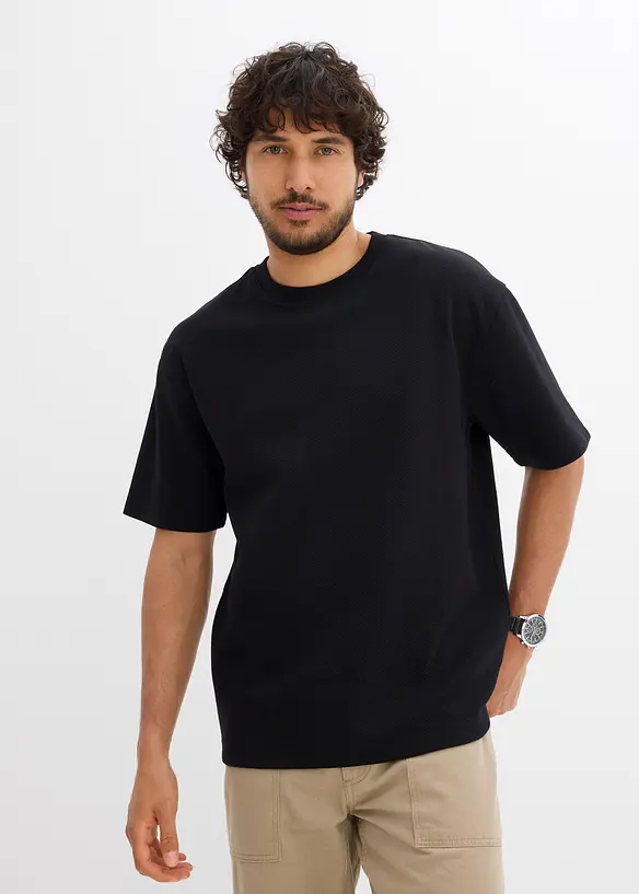 T-shirt in jersey operato pesante, loose fit, bonprix