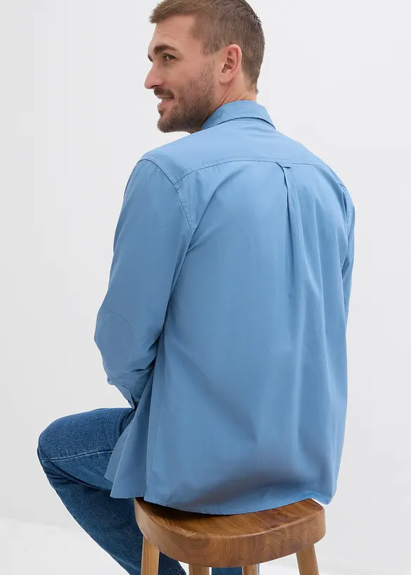 Camicia in puro cotone a maniche lunghe con toppe ai gomiti, bonprix