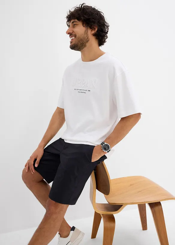 T-shirt in puro cotone biologico con scritta in 3D, loose fit, bonprix